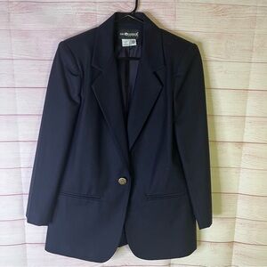 Sag Harbor 100% Pure New Wool Navy Blue Single Breasted‎ Blazer Size 8